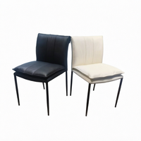 Chaise de salle à manger minimaliste en cuir, chaise d'appoint rembourrée, pieds en métal, siège rembourré pour la maison, le bureau, l'hôtel