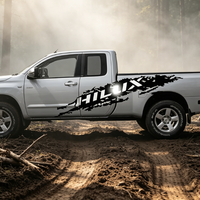 Autocollant latéral pour camion HILUX, autocollant en papier déchiré noir et blanc, décoration en vinyle imperméable pour camionnettes