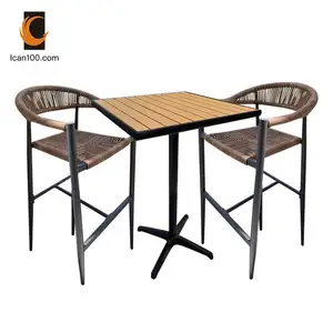 Cheap Bar Sets Commercial Outdoor Cafe Furniture Rattan Bar High Chairs And Table Sets For Bar