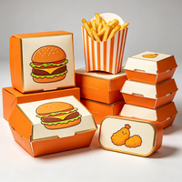 Boîte à hamburger en papier kraft de qualité alimentaire avec logo personnalisé, emballage imprimé pour la restauration rapide à emporter et à livrer