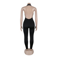 Combinaison sexy pour femmes, une pièce, à paillettes, sans manches, en maille, avec broderie, legging, combinaison de soirée