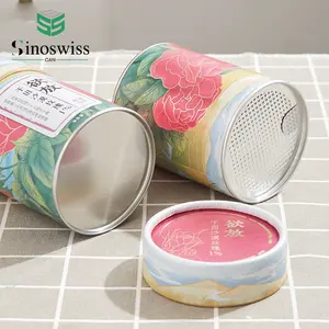 Customized logo printing metal tin aluminum peel off lid paper can herbal tea box packaging tube