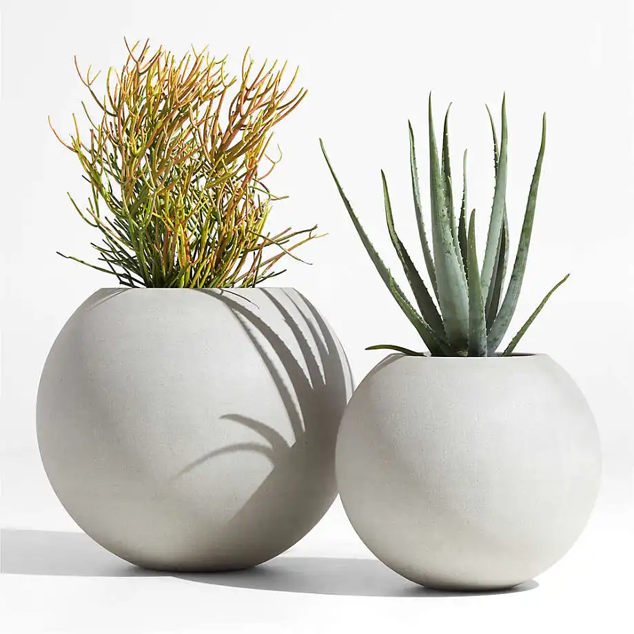 Vaso da fiori in ceramica di cemento per fioriera da esterno per interni a forma di palla unica per Cactus succulente