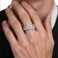Bague unisexe classique Hip Hop en argent sterling S925 pavée de moissanite D VVS1, style cubain à motif épines et bulles, pour cadeau, fête ou usage quotidien