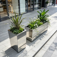 Grands pots de fleurs d'extérieur, pots de fleurs en acier inoxydable pour la maison et le jardin, pots de fleurs d'extérieur personnalisés en gros 60l115l