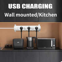 B2703 Norme Française 90 °   Multiprise murale rotative avec indicateur lumineux USB et station de charge multi-prises