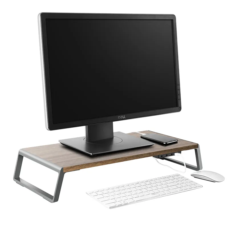 UPERGO Penyangga LCD Meja Komputer, Dudukan Monitor Desain Ergonomis dengan USB