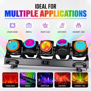 ไฟเวที LED แบบเคลื่อนย้ายได้ 5x120W <span class=keywords><strong>Tornado</strong></span> พร้อมเอฟเฟกต์วงแหวนซูม RGBL สำหรับคอนเสิร์ต คลับ และให้เช่า - Product Image 6