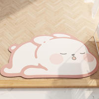 Tapis de bain antidérapant en boue de diatomée, forme animale mignonne, personnalisé OEM ODM, séchage rapide, absorbant, pour entrée de maison