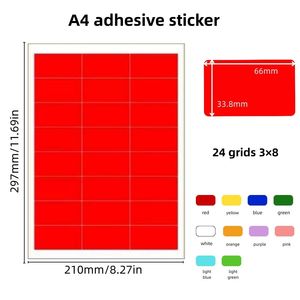 Çoklu Özellikli A4 Kod Etiketi Bakır Levha Kağıdı Etiket Yapışkanlı Yırtılmaz Etiket İşaretleme Etiketi Renkli Stil - Product Image 1