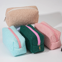 Pochette de luxe en toile de coton pour soins corporels avec fermeture éclair, logo brodé en chenille, sac à fermeture éclair pour ensembles d'accessoires de sport