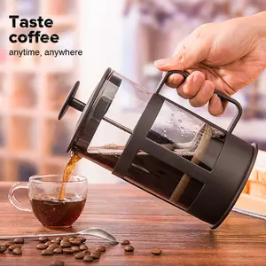 Vendita calda stampa francese per il caffè OEM ODM Logo personalizzato caffettiera in plastica 350ml portatile francese pressa da tè per i viaggi