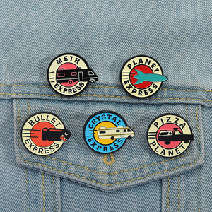 Sci Fi nave espacial esmalte Pin dibujos animados planeta <span class=keywords><strong>Express</strong></span> broche Anime estilo insignia joyería regalo suministro al por mayor - Product Image 1