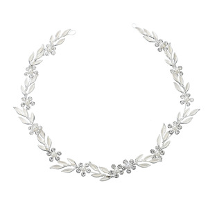 <b>Bridal</b> Headband Alloy Leaf Pearl Rhinestone Crystal <b>Hair</b> <b>Band</b> for Wedding Photo Shoot Vintage Simple Elegant Adult Women - Product Image 5