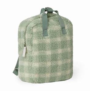 Custom Size Logo Soft Boucle Check Teddy Fabric Kid Children <b>Backpack</b> Fleece Sherpa Kids <b>Mini</b> <b>Backpack</b> - Product Image 3