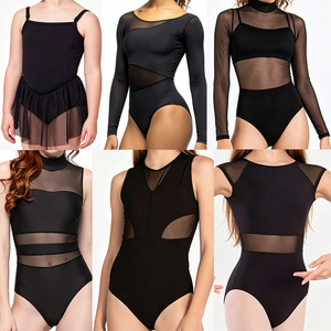 Maillot <span class=keywords><strong>de</strong></span> Danza <span class=keywords><strong>de</strong></span> Manga Larga con Malla, Maillot <span class=keywords><strong>de</strong></span> Gimnasia Negro para Escuela <span class=keywords><strong>de</strong></span> Danza - Product Image 6