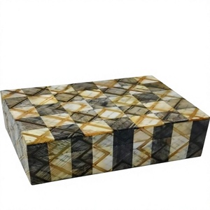 Caja de Joyería Rectangular Hecha a Mano con Incrustaciones y Patrón Cuadrado, Organizador de Almacenamiento, Decoración para el Hogar, Precio al por Mayor - Product Image 1