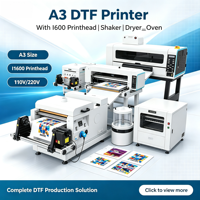 Impresora DTF A3 con Cabezal de Impresión I1600, Agitador de Polvo, Secador y Horno (110V/220V)