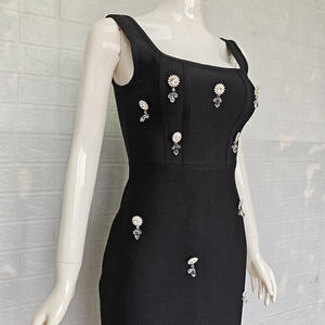 Luxuriöses Abendkleid mit Perlenstickerei, sexy, quadratischer Ausschnitt, ärmellos, knöchellang, mit Kristallen, Tanzparty-Kleid, formelle Ballkleider - Product Image 3