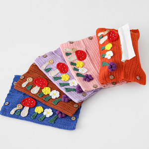 2025 tinh khiết handmade Crochet mô hộp dễ thương nấm hoa dệt kim handmade hộp trang trí nhà mô hộp - Product Image 1