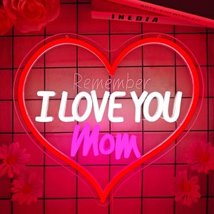 En stock, Néon « <span class=keywords><strong>Je</strong></span> t'aime maman » à intensité variable, enseignes LED en forme de cœur pour la fête des mères, cadeau pour la fête des mères, enseignes néon personnalisées - Product Image 4