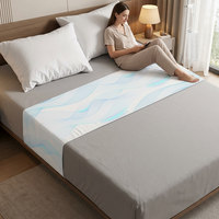 Drap plat de mise à la terre 90% coton + 10% argent pour lit double avec cordon de mise à la terre (Blanc+gris)