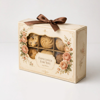 Emballage personnalisé pour boîte à rouleaux de cannelle, boîte à biscuits à 6 compartiments avec couvercle transparent