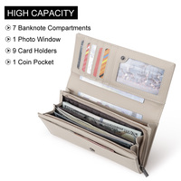 Nouveau Portefeuille Long Décontracté en Cuir Véritable pour Femme avec Porte-Monnaie, Porte-Cartes, Anti-Vol RFID et Grande Fermeture Éclair – Accessoire de Voyage