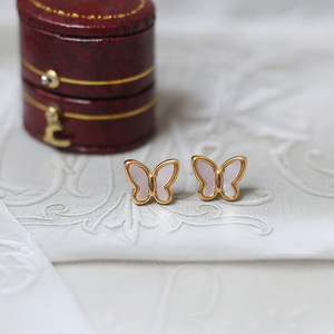 <strong>Japanese</strong> Light Luxury Butterfly White Mother Pearl Elegant Earrings Necklace Set Stainless Steel 18K Gold Plated <strong>Jewellery</strong> - Product Image 2