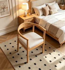 Modern Wooden <b>Armchair</b> With White Cushion Scandinavian Style Living Room Chair For Bedroom Home Furniture - Product Image 1
