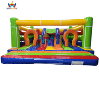 Parcours d'obstacles gonflable en PVC écologique et coloré, labyrinthe interactif, toboggans, arches pour adolescents, utilisation en extérieur