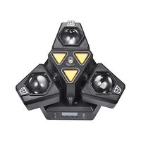 Nouvelle conception de lumière disco LED dynamique à 3 bras, lumière RGB pleine couleur, DMX512, lumière disco LED active au son, stroboscope laser 50W, tête mobile
