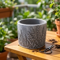 Pots de plantes de qualité avec motif en relief, vase à fleurs en ciment pour jardinage extérieur, produits d'outillage de jardinage à vendre