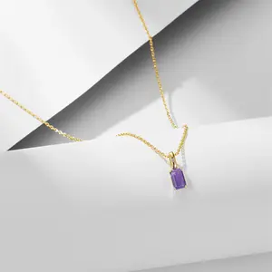Hot Selling Light Luxury Natural Amethyst Peridot Pendant Necklace S925 Sterling Silver Necklaces to My Daughter