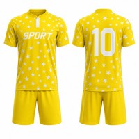 Conjunto de Camiseta de Fútbol con Cuello de Banda con Patrón de Estrellas Personalizado, Uniforme de Fútbol por Sublimación, Fabricante OEM