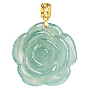 Colgante de Jadeíta Natural Azul Agua Rosa, Oro de 18K, Joyería de Moda para Mujer, Diseño Original, Regalo con Certificado de Tasación D340 - Product Image 5