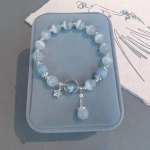 Bracelet en chaîne dorée nacrée, bracelet tissé multicouche en pierre naturelle - Product Image 2