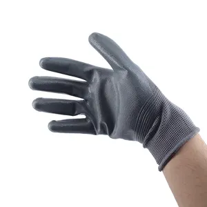 Оптовая продажа, 13 г, серые нитриловые отделки, безопасные износостойкие полиуретановые рабочие перчатки с нитриловым покрытием