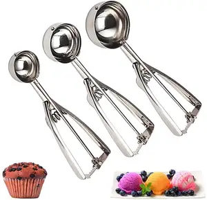 Juego de 3 uds de cuchara para helado de acero inoxidable, respetuoso con el medio ambiente, molde para galletas de Metal y aluminio para hornear helados - Product Image 1