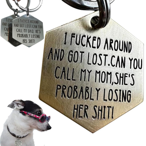 Customized Cow Leather Elegant Pet ID <b>Tag</b> Quick Release Hexagon Design Personalized Pet Name Contact Engraving for Dogs Cartoon - Product Image 1