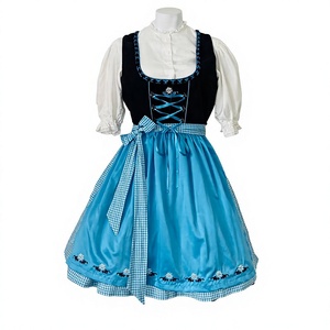 Robe bavaroise Dirndl pour femme Ecowalson, 3 pièces, longue, bleu ciel, pour l'Oktoberfest allemand, costumes d'Halloween - Product Image 1