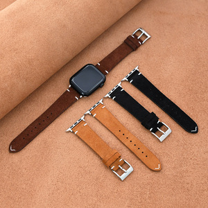 <span class=keywords><strong>Correas</strong></span> de Reloj de Gamuza Retro para <span class=keywords><strong>iWatch</strong></span> Serie <span class=keywords><strong>8</strong></span>, Correa de Repuesto de Cuero Genuino para Apple Watch Serie Completa - Product Image 4