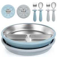 Nouvel ensemble de bols et cuillères à ventouse pour compléments alimentaires pour bébés, en silicone de qualité alimentaire, design minimaliste, pour l'alimentation des enfants (nouveau produit transfrontalier)