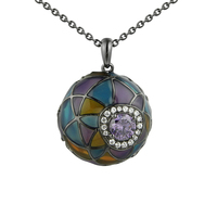 Pendentifs, bagues, émail cloisonné, argent 925, CZ, bague en améthyste, boucles d'oreilles, collier, ensemble de bijoux