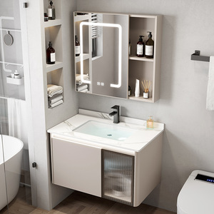 Meuble de salle de bain moderne avec vasque intégrée en ardoise - Product Image 5