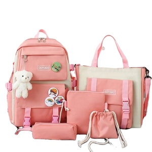 Custom Aesthetic Backpack Set - 5pcs Cute Trendy Daypack for School Teens Girls, Large Capacity Preppy Shoulder Bag - Product Image 2
