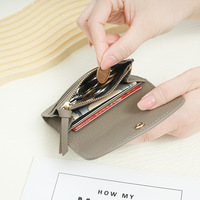 Nouveau Porte-cartes Grande Capacité en Cuir de Vachette Haut de Gamme, Porte-monnaie Simple et Compact avec Protection RFID, Fermeture à Bouton, Personnalisable
