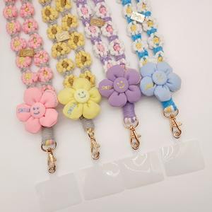 Mode <span class=keywords><strong>téléphone</strong></span> portable lanière <span class=keywords><strong>bandoulière</strong></span> corde Anti-perte chaîne <span class=keywords><strong>bandoulière</strong></span> tissé à la main marguerite fleur tournesol <span class=keywords><strong>collier</strong></span> <span class=keywords><strong>bijoux</strong></span> - Product Image 1