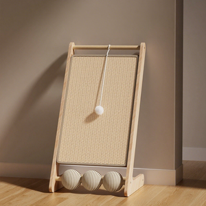 Papan garuk kucing <span class=keywords><strong>Sisal</strong></span> kayu padat vertikal Modern tidak rontok bantalan cakar kucing tahan aus pohon cakar kucing mainan karton - Product Image 1