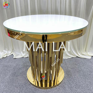 Mesa de acero inoxidable de lujo, mesa redonda de boda, diseño elegante, soporte de pastel dorado para decoración de eventos - Product Image 4